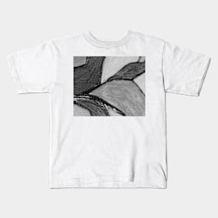 Gray Black White Abstract Art Kids T-Shirt